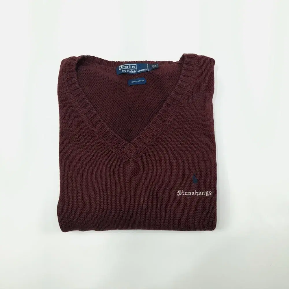 (CS615)2XL 폴로 버건디 스톤헨지 자수 조끼 니트 베스트 knit