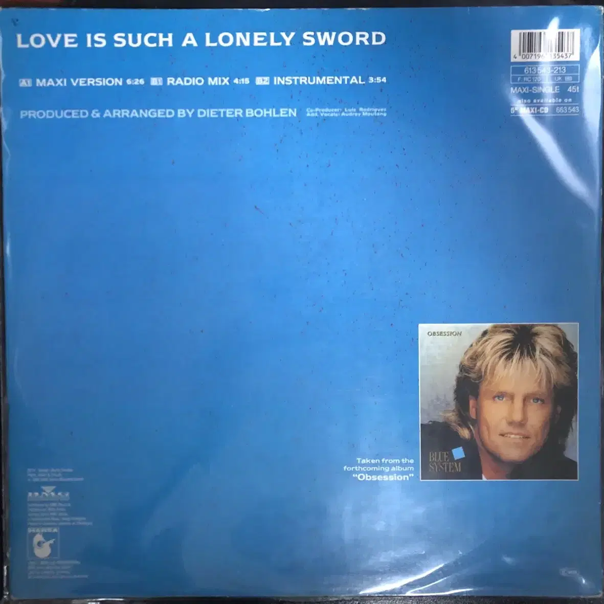 블루시스템 LP 원반 LOVE IS SUCH A LONELY SWORD