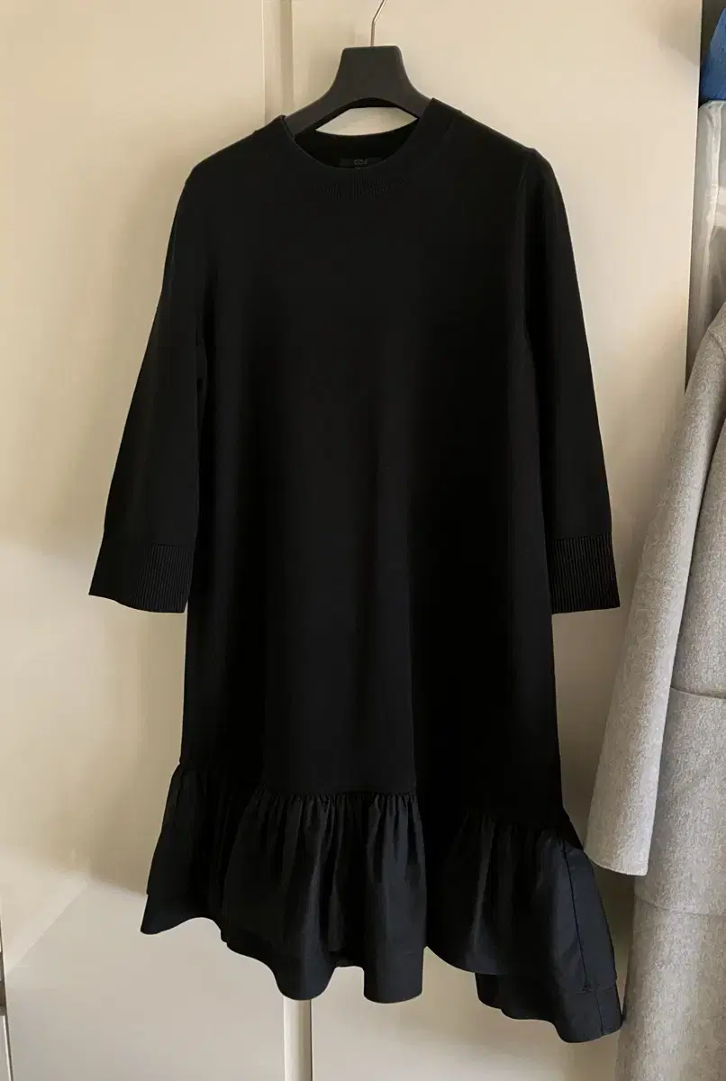 DRY(0)/COSCOTTON(KNIT+WOVEN)FRILL ONEPIECE/Black/M