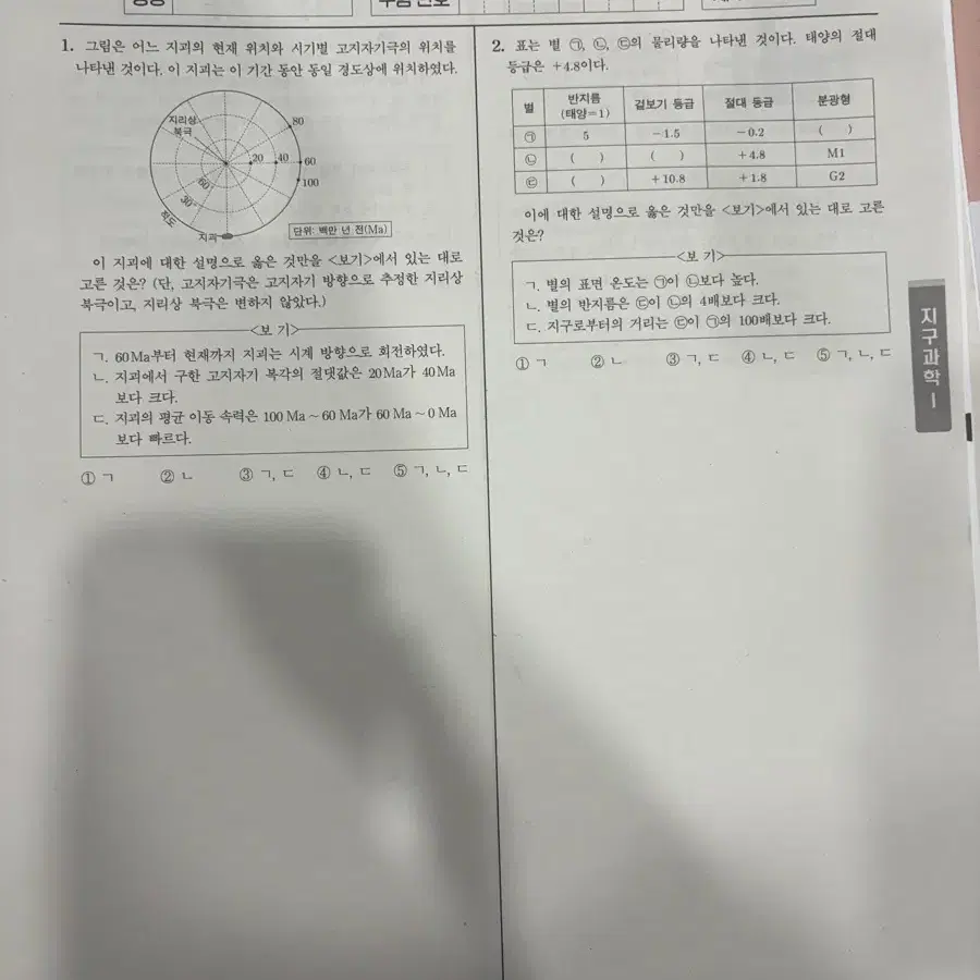 지구과학1 수능 자료