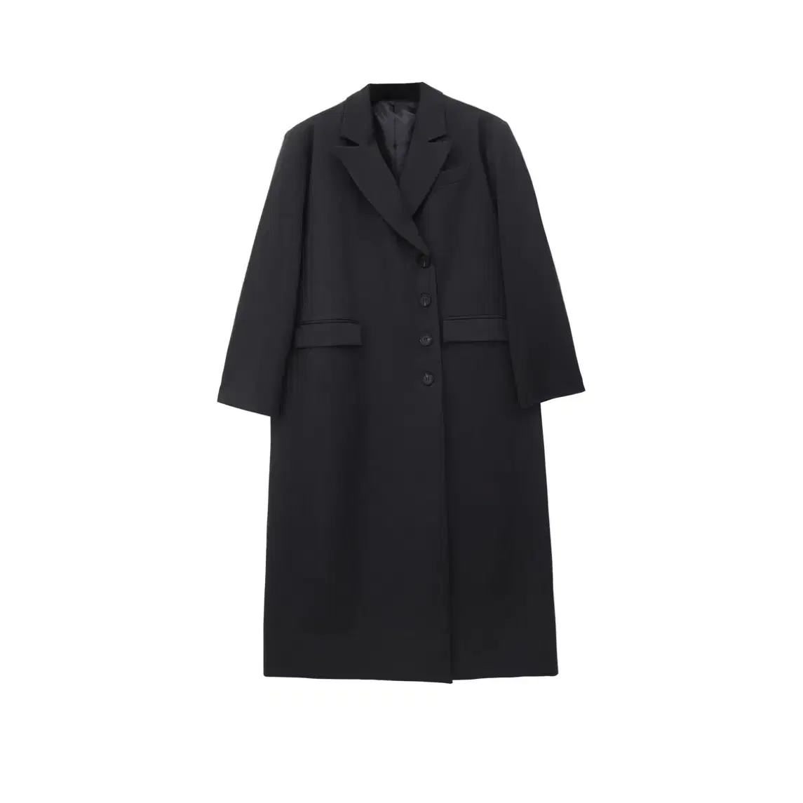 트리밍버드 Peaked Lapel Maxi Coat Charcoal