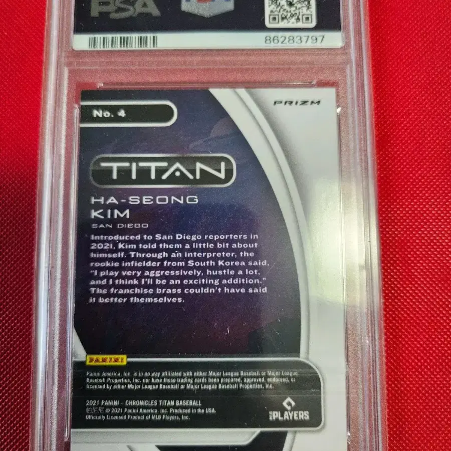 김하성 2021 Panini Titan Holo PSA 10등급 루키