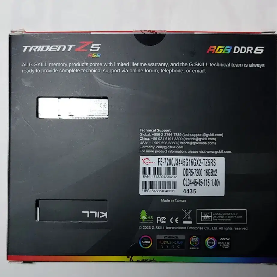 GSkill DDR5- 7200 CL34 RGB 32GB(16GBx2)