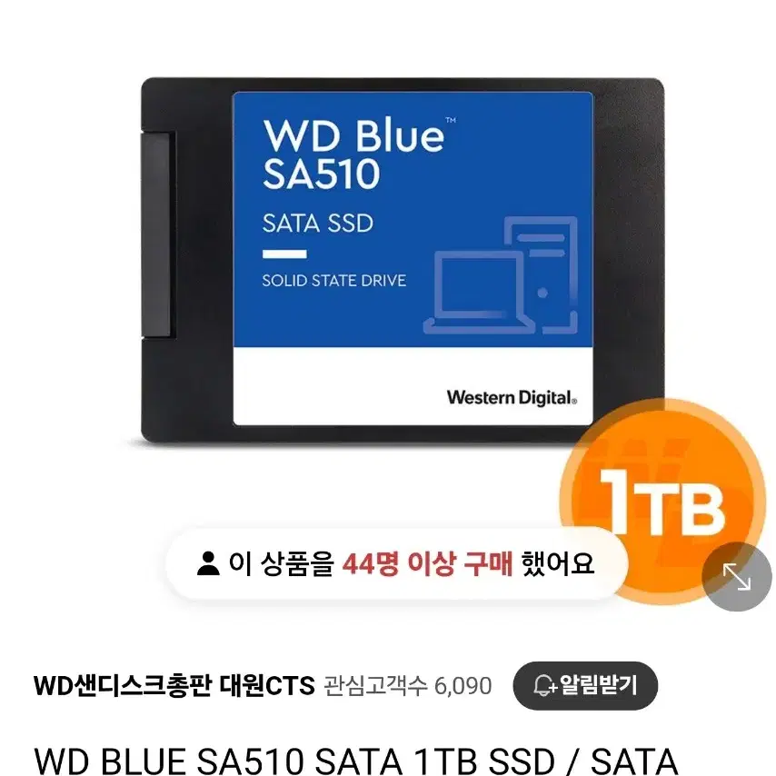 WD Blue SA510 SATA 1TB SSD 미개봉