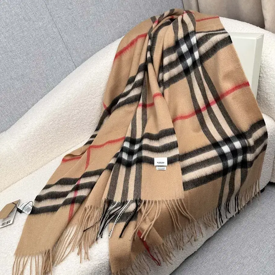 BURBERRY 버버리 브라운 양면 캐시미어 머플러