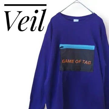 베일 빔즈 긴팔 티셔츠 롱T 보라색 퍼플 포켓 개성적