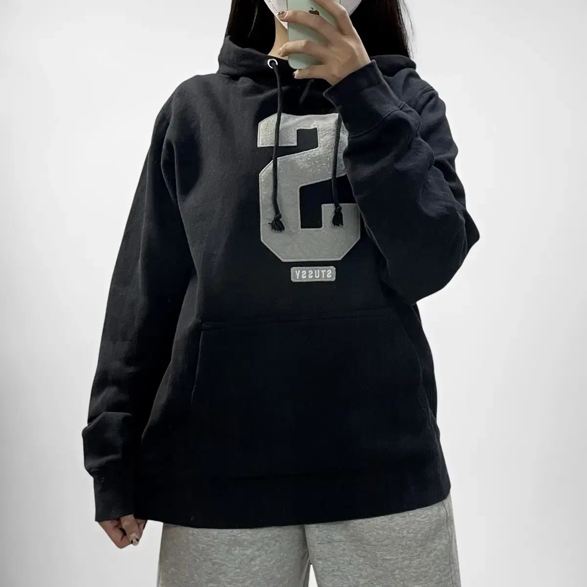 스투시 Stussy S로고 후드티 블랙