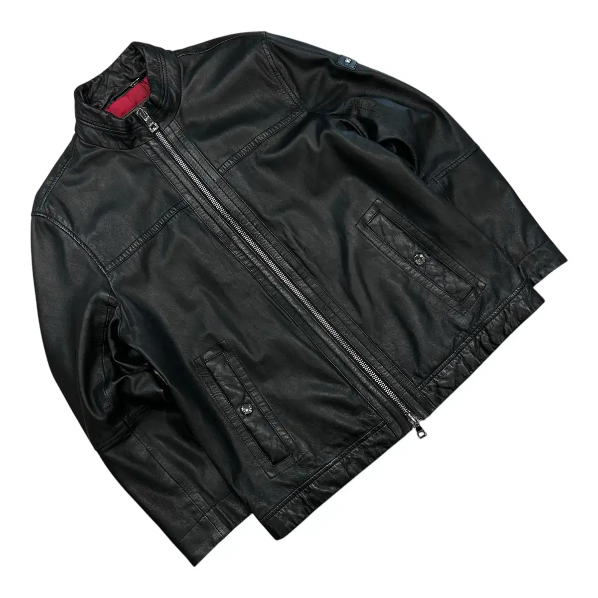 [50] Tommy Hilfiger Single Leather Jacket Black