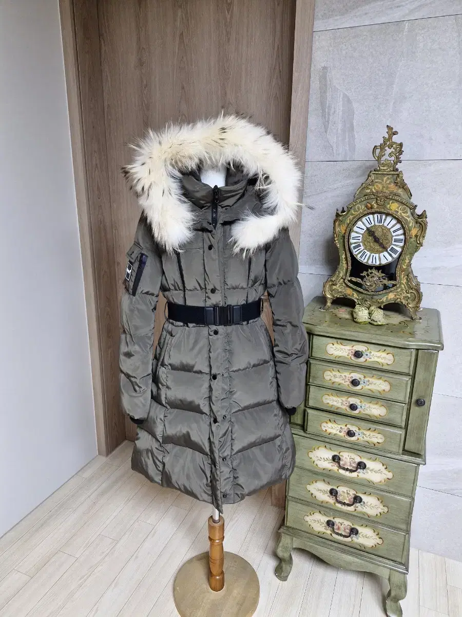 Lowest Price/Egoist Raccoon Fur Duck Down Padded Coat/66/Jin Khaki