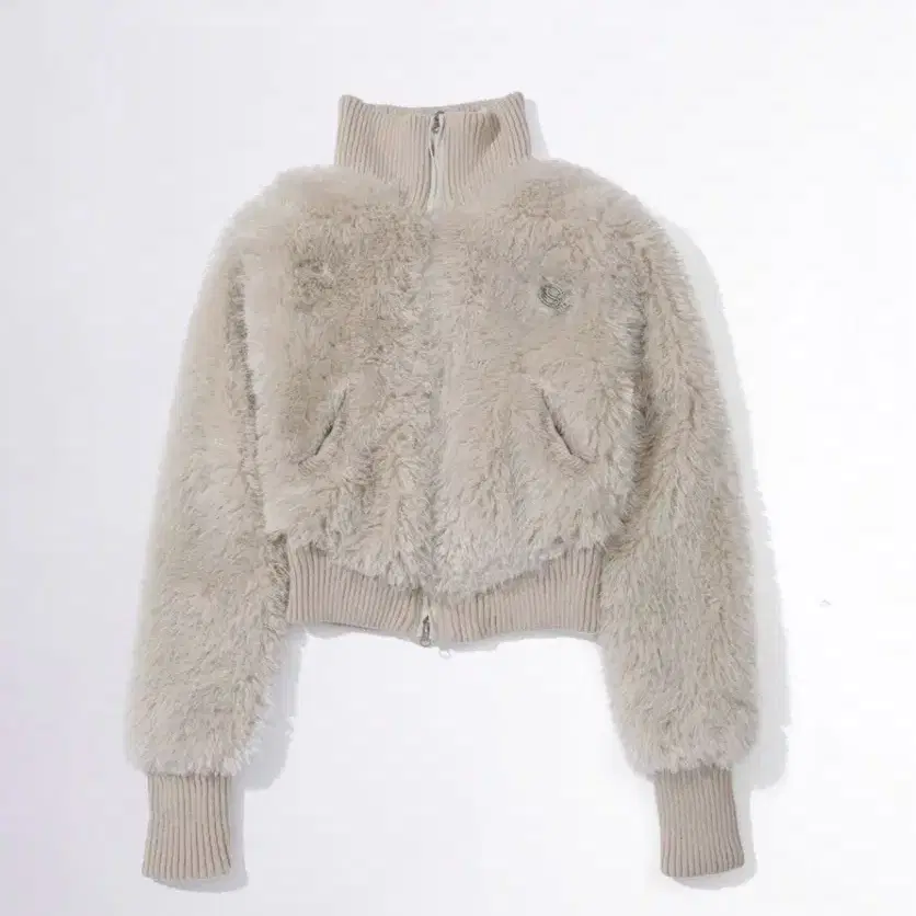 스컬프터 Faux Fur Zip-Up Jacket Pale Gray