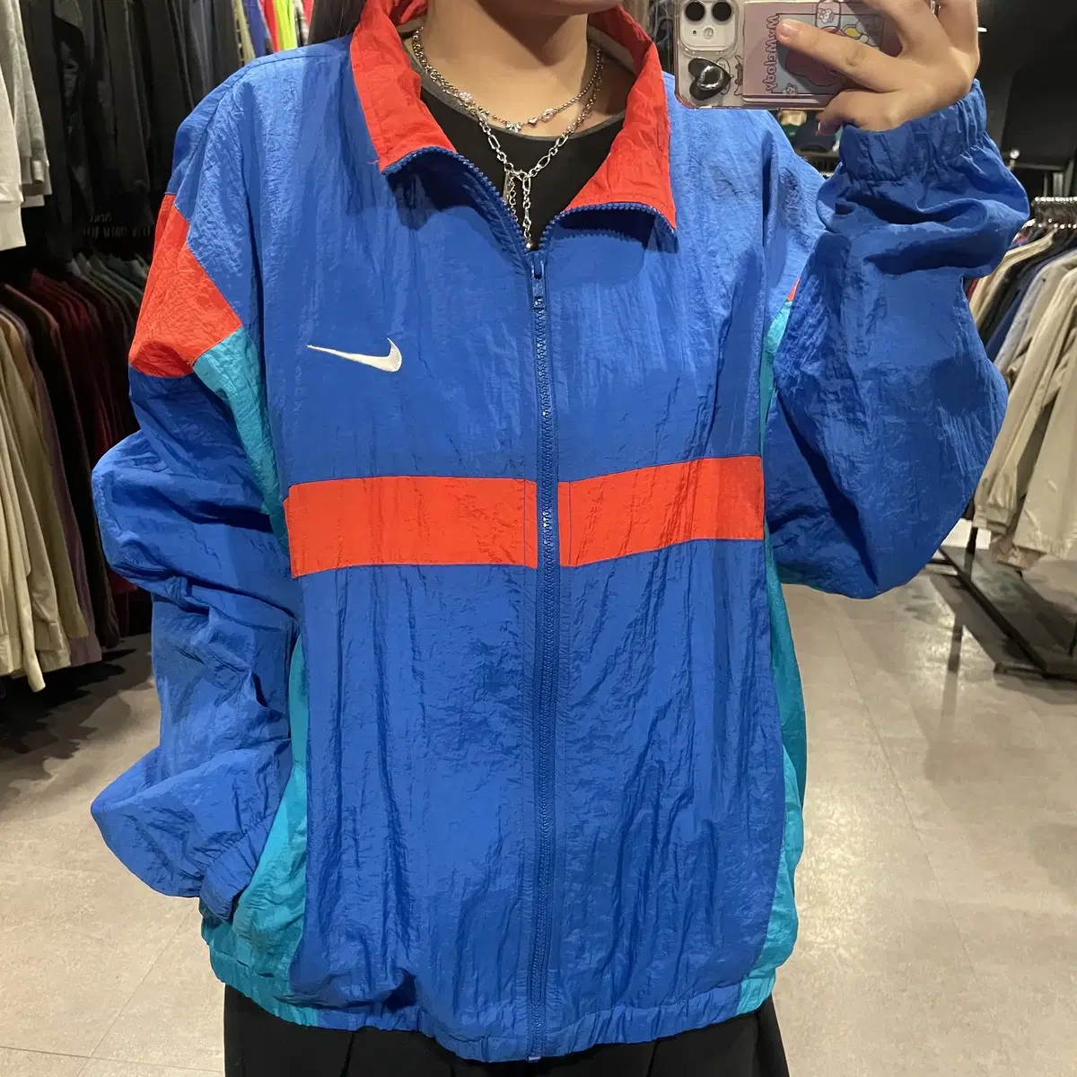 (334) NIKE 나이키 스우시 배색 바람막이 자켓