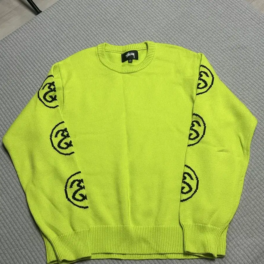 stussy sslink lime 스투시 링크 니트 라임