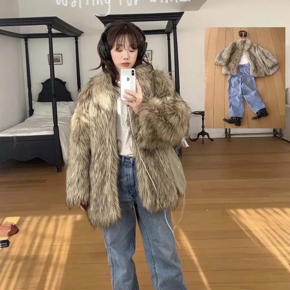 온무드 퍼자켓 have mix fur jacket