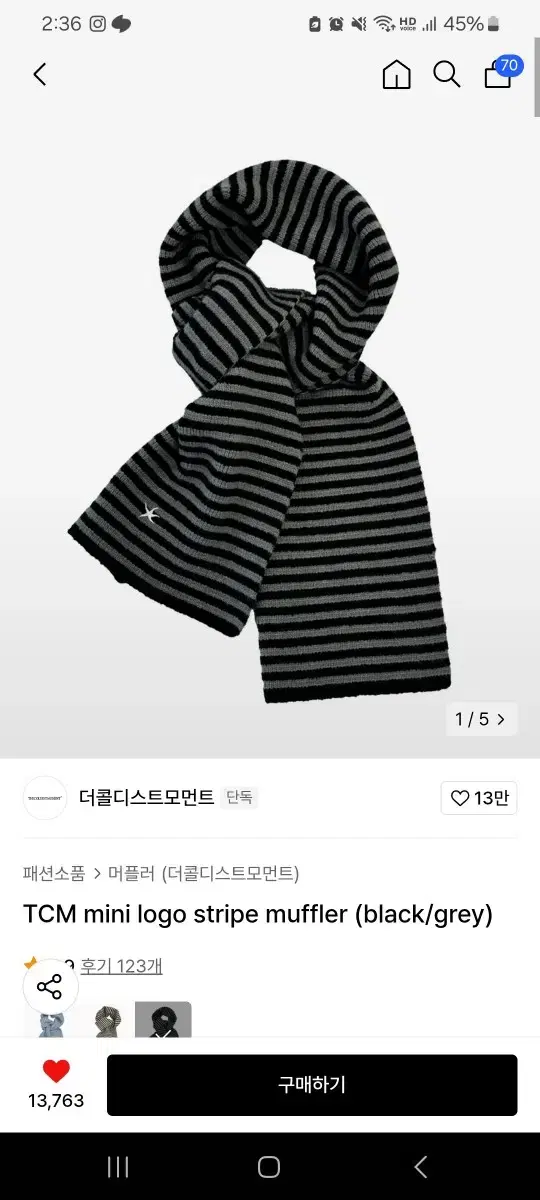 [NEW] TheColdestMoment Striped Muffler Shawl Scarf Black Gray