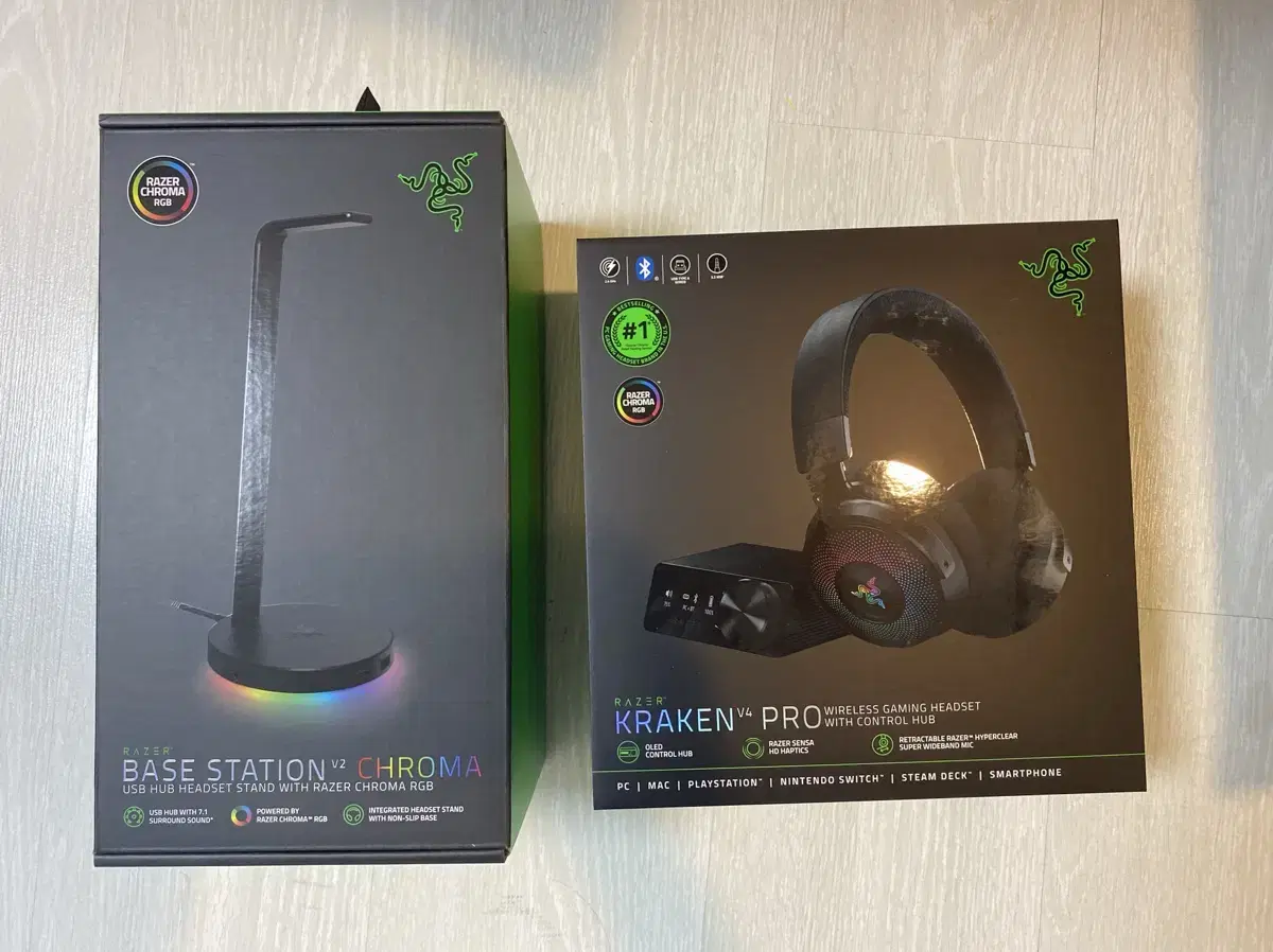 레이져 크라켄 v4 pro+레이져 헤드셋 거치대 razer karken