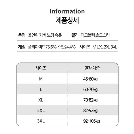 몸매가 살아나는 올인원 몸매보정 뱃살커버 속옷xl