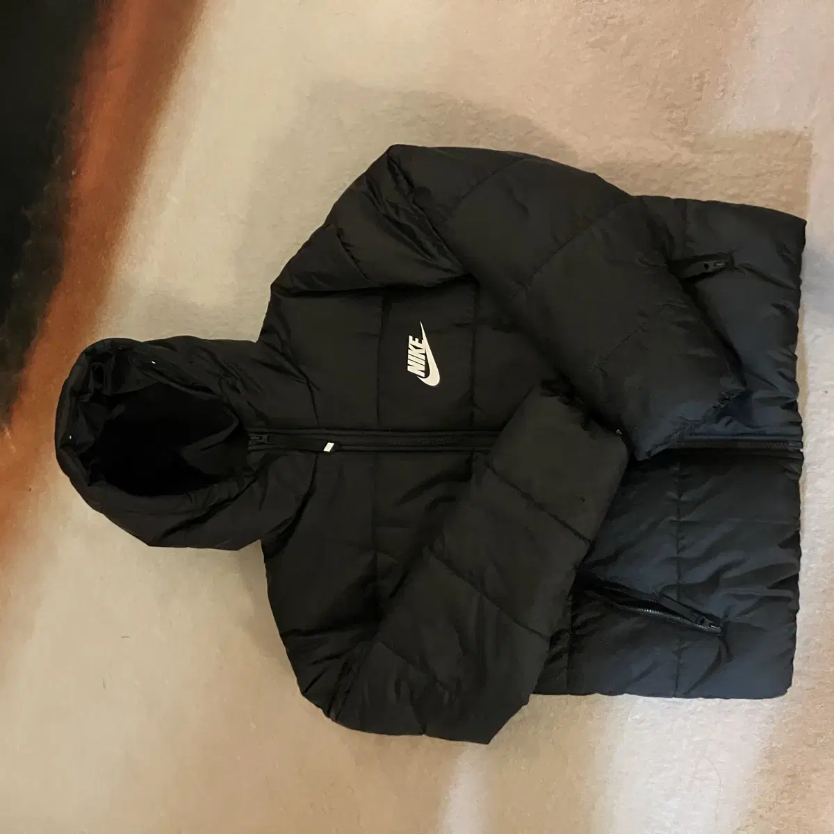 정품 나이키 후드 패딩 hoodie puffer 블랙 검정 무광 숏패딩