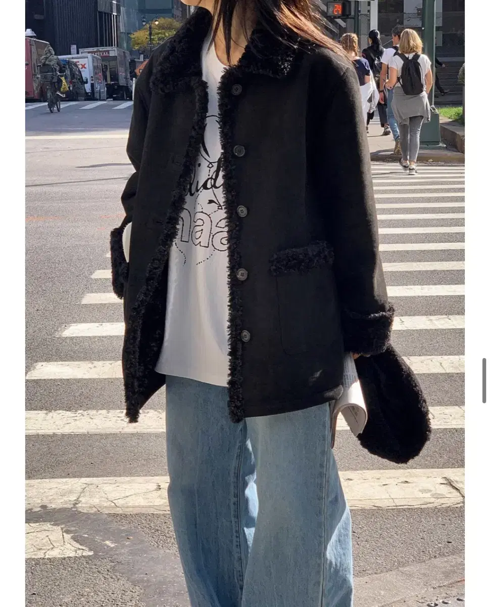 헤이그(haag)a bear shearling coat(black)