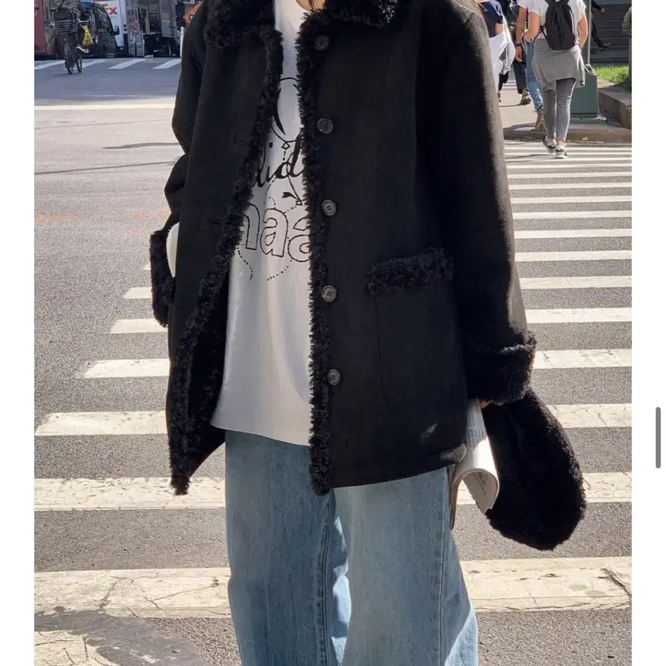 헤이그(haag)a bear shearling coat(black)