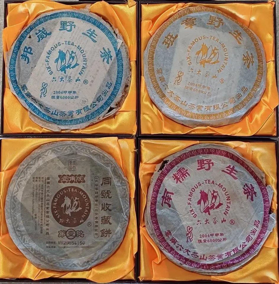 Six Great Mountains 2004 Bulk of 4 raw pu-erh tea bottles (gol-do-cha)