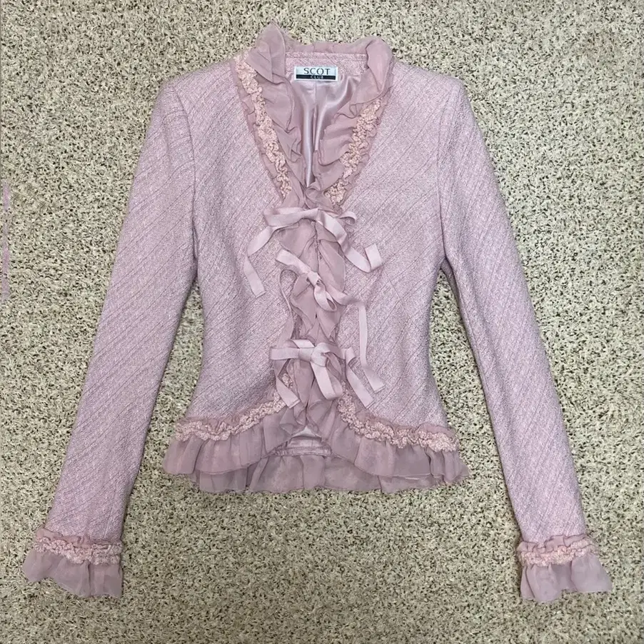 Lovely Pink Lace Ribbon Jacket 레이스 리본 자켓