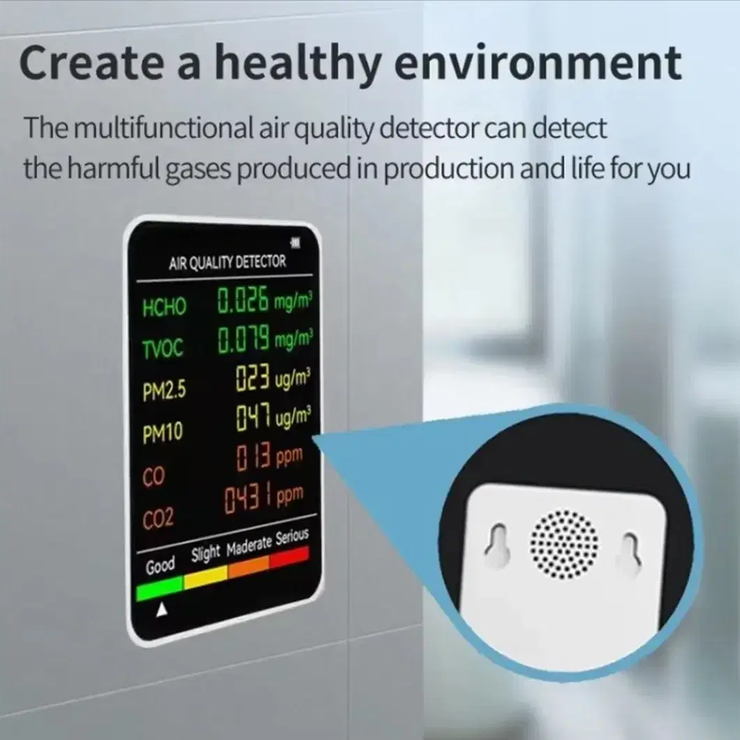 다기능 자동 디스플레이 공기질 모니터,공기 감지기, 6 in 1