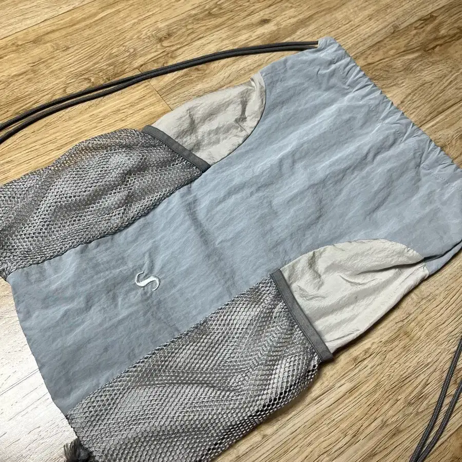 [OJOS]Mesh Pocket String Gym Sack / Grey