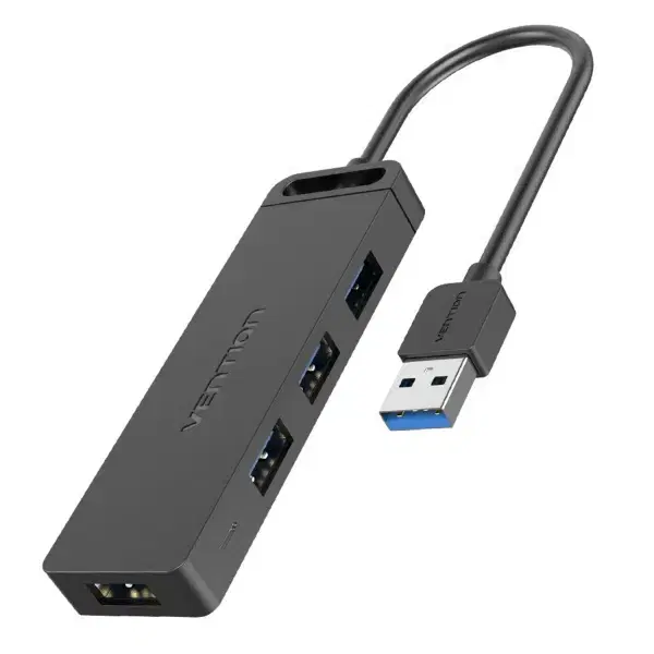 4포트 USB3.0 유무전원 허브 블랙 (LED표시등)