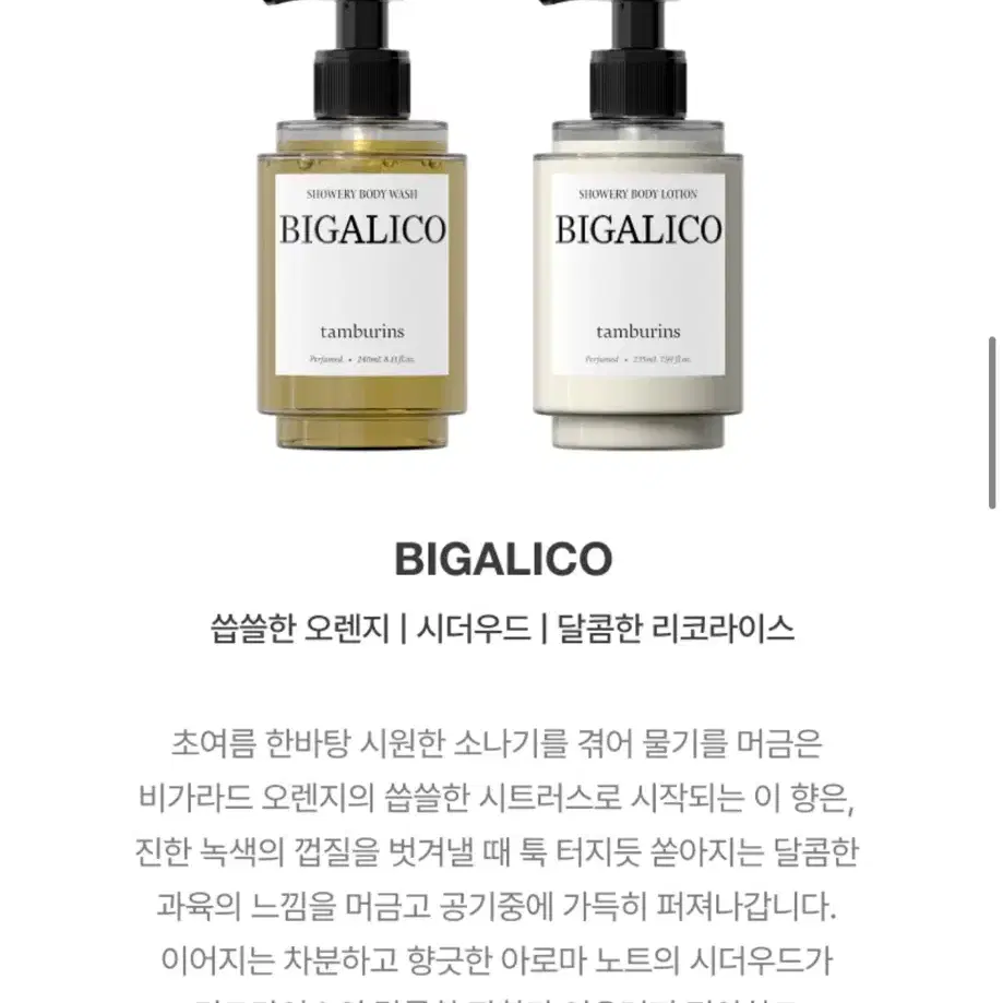 탬버린즈 비갈리코 바디워시 & 로션 세트/새상품