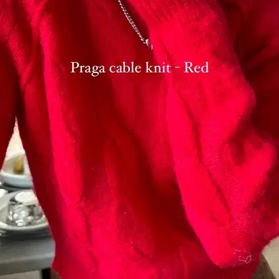 리본빛ribbonbit Praga cable knit - red