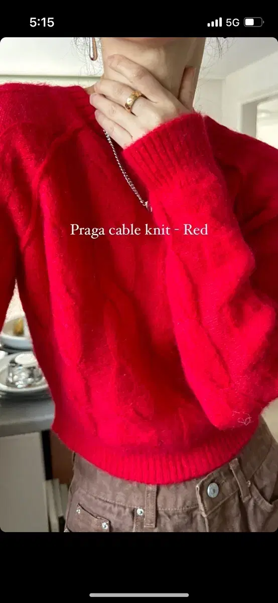 리본빛ribbonbit Praga cable knit - red