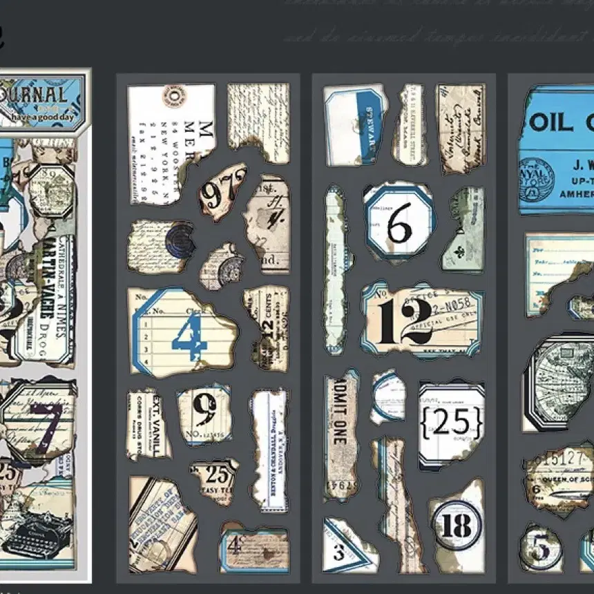 6종 3p 불에 탄 종이 씰스티커 빈티지 감성 레트로 다꾸 다이어리 꾸미