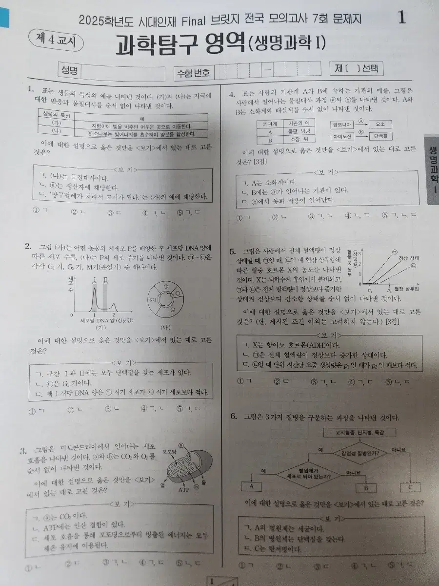 시대인재 생명 전국서바, 강사 모의고사