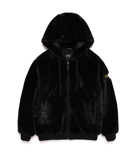 [M] Free Shipping) National Geographic Puffer Hoodie Pull-Up Black