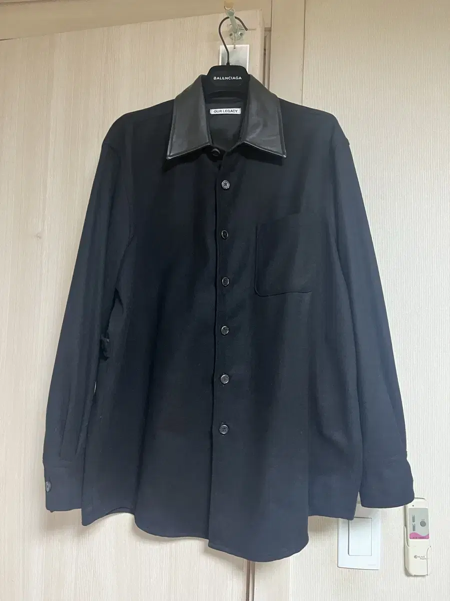 Haregashi Burrowed Leather Kara Wool Shirt Black