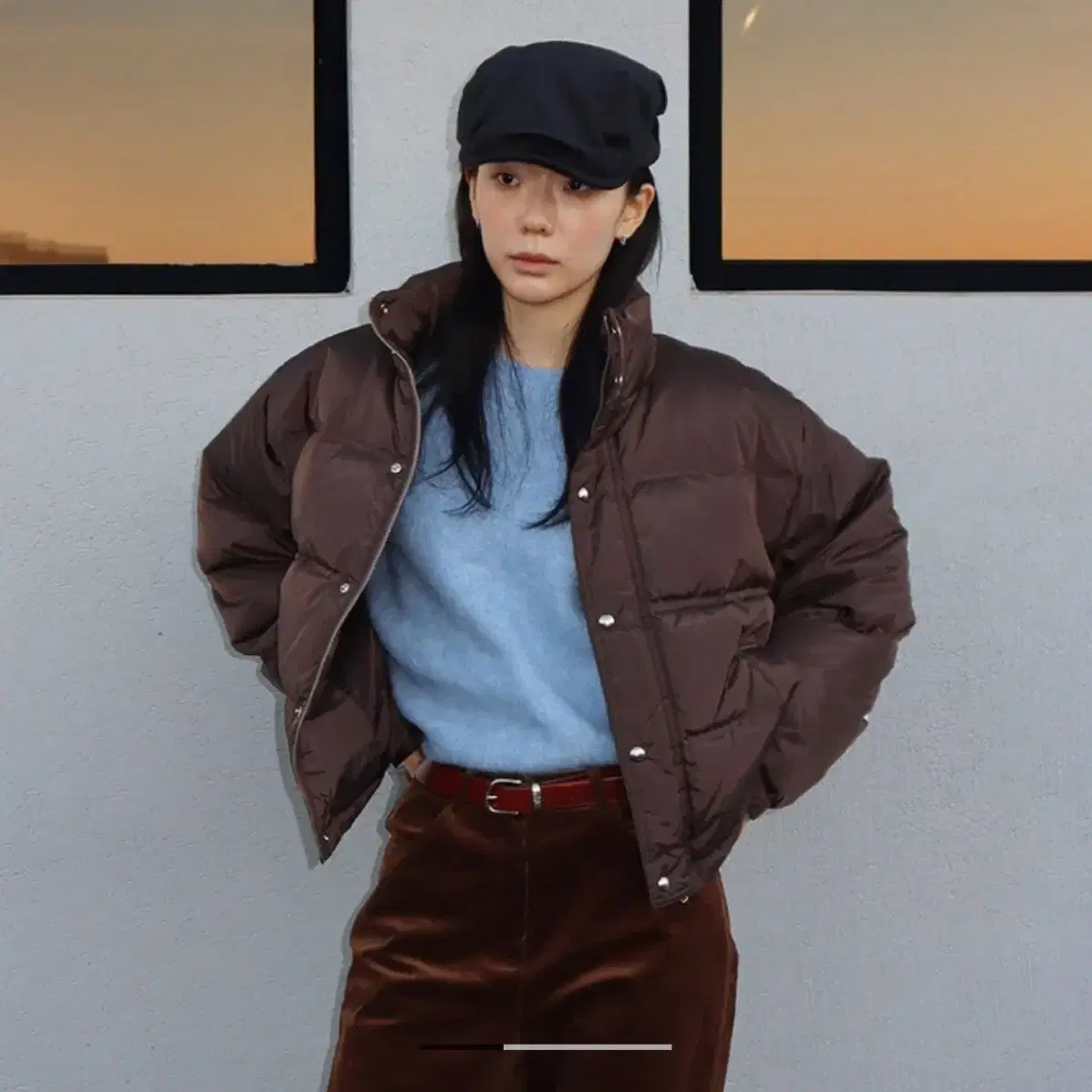 더 라이 Cropped Goose Down(Brown)