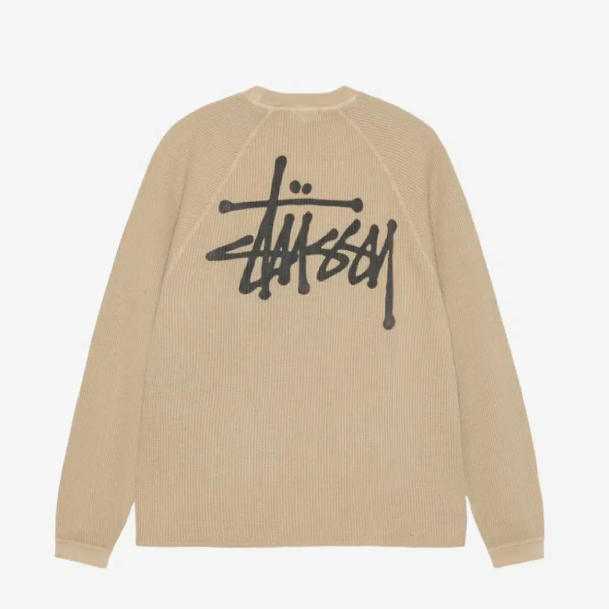 [S] 1 Hour, Stussy Raglan Thermal Long Sleeve Crew Sand