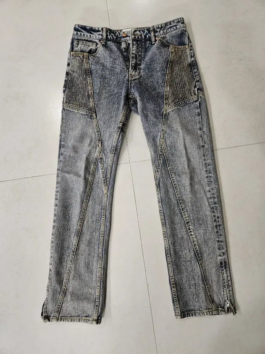 메종미네드 CURVE LEAD DENIM PANTS M/BLUE 데님