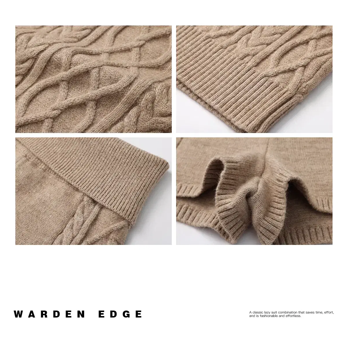 WARDEN EDGE 니트 셋업 꽈배기 풀오버 스웨터 반바지 세트