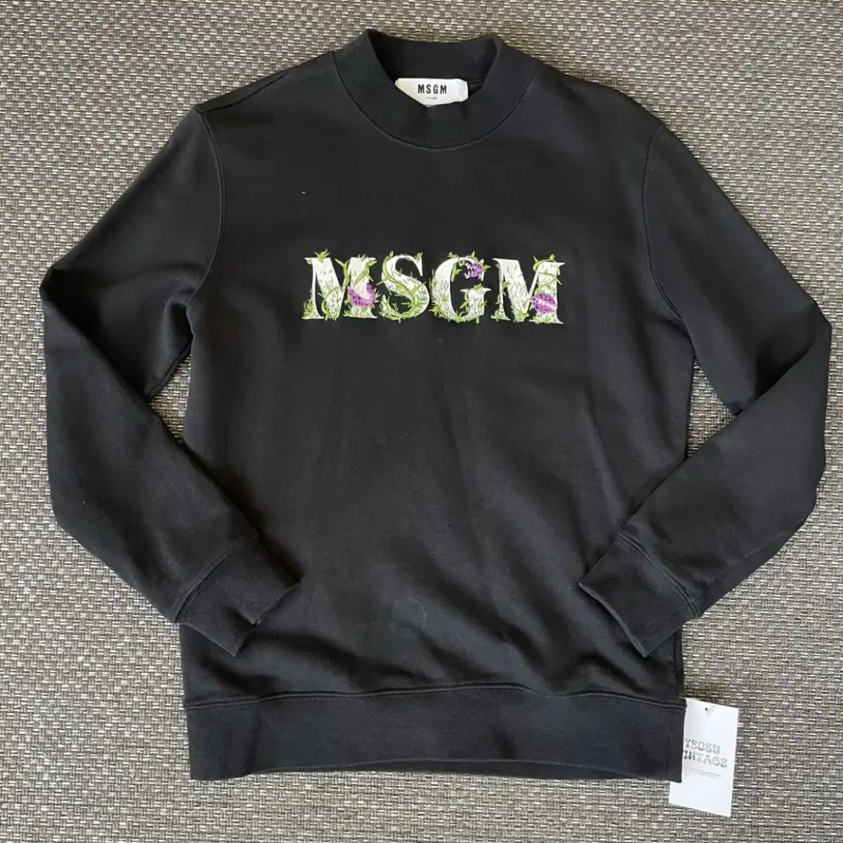 MSGM 블랙 로고프린팅 코튼 맨투맨 XS