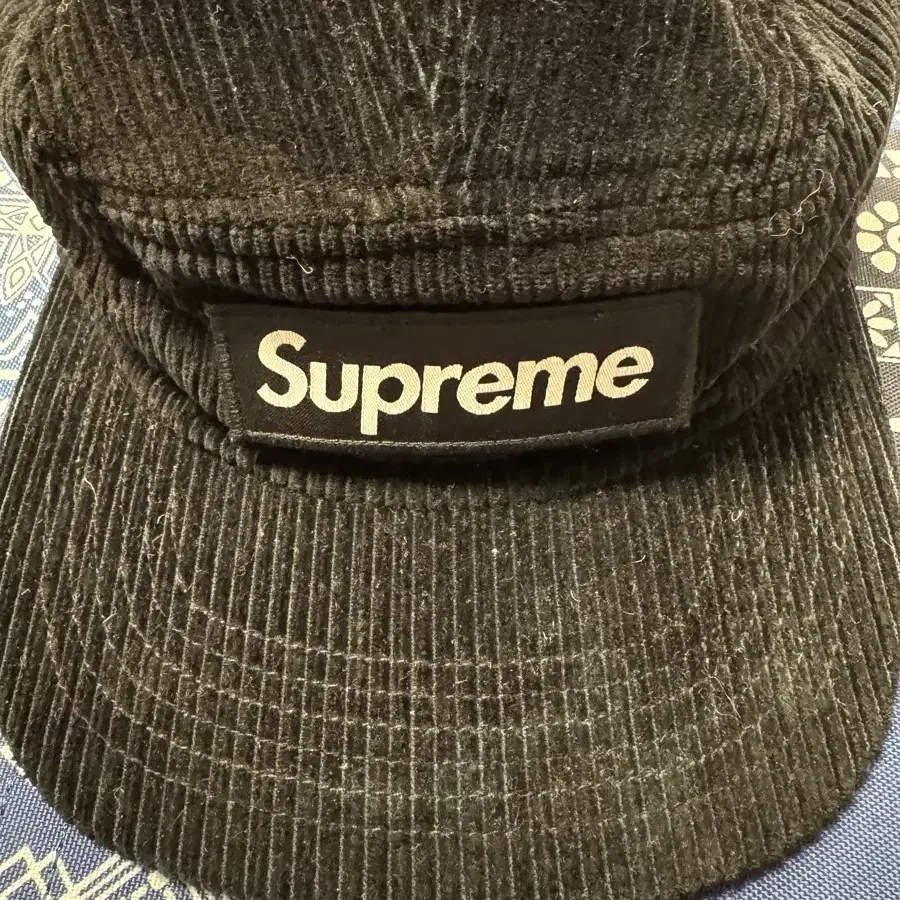 SUPREME CAMO CORDUROY CAMP CAP (bk)