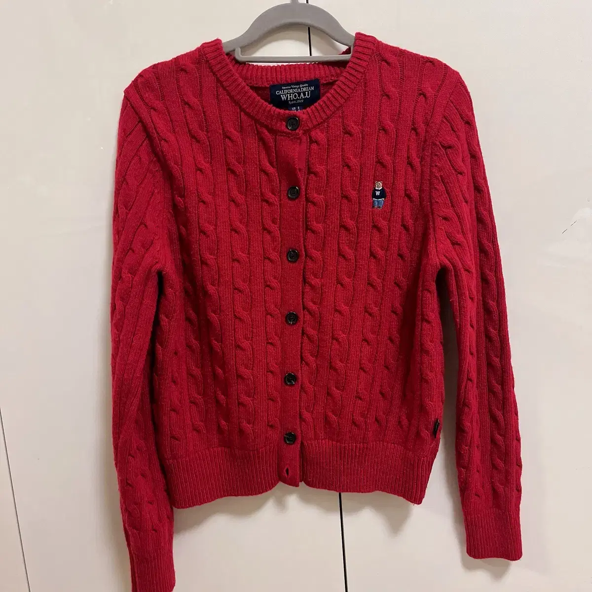 Hua U steve Cable Cardigan Red