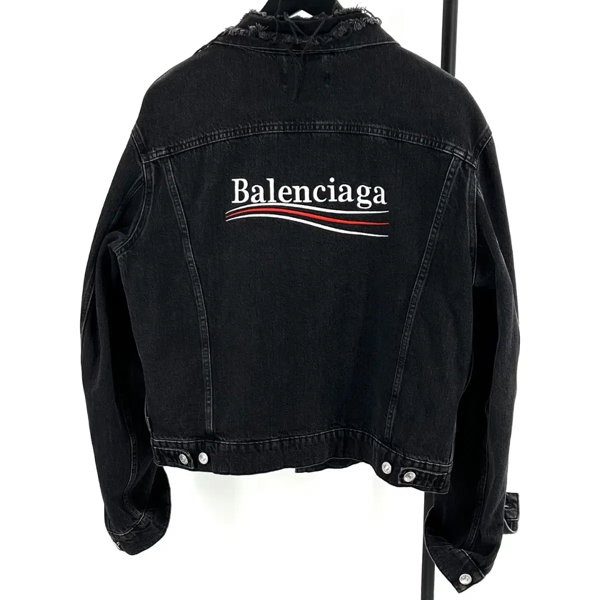 [Balenciaga Wavego embroidered denim jean jacket in size 48