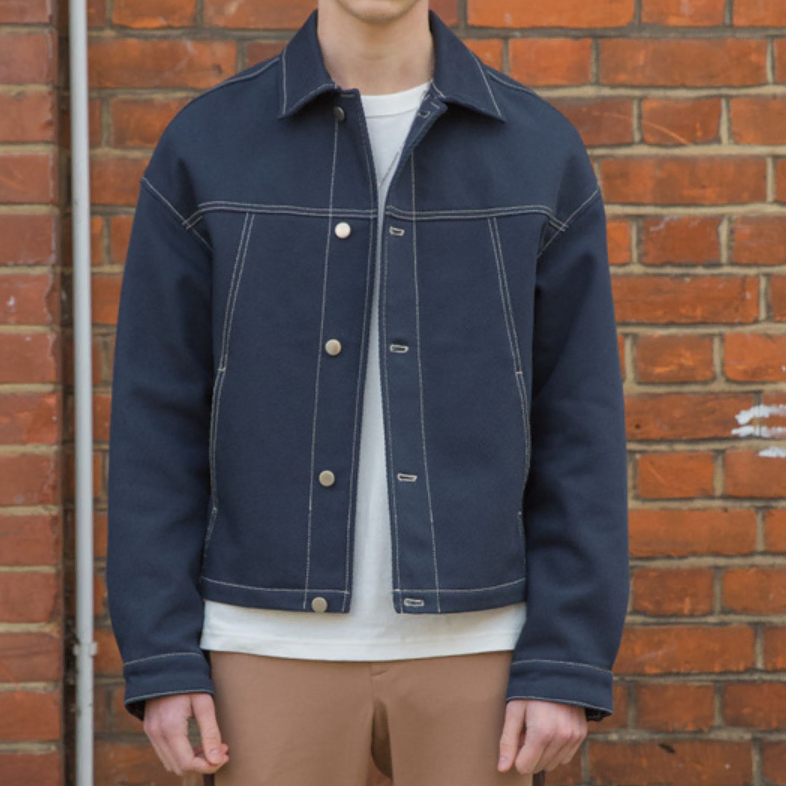 벨리에 Heavy twill over trucker jacket Navy