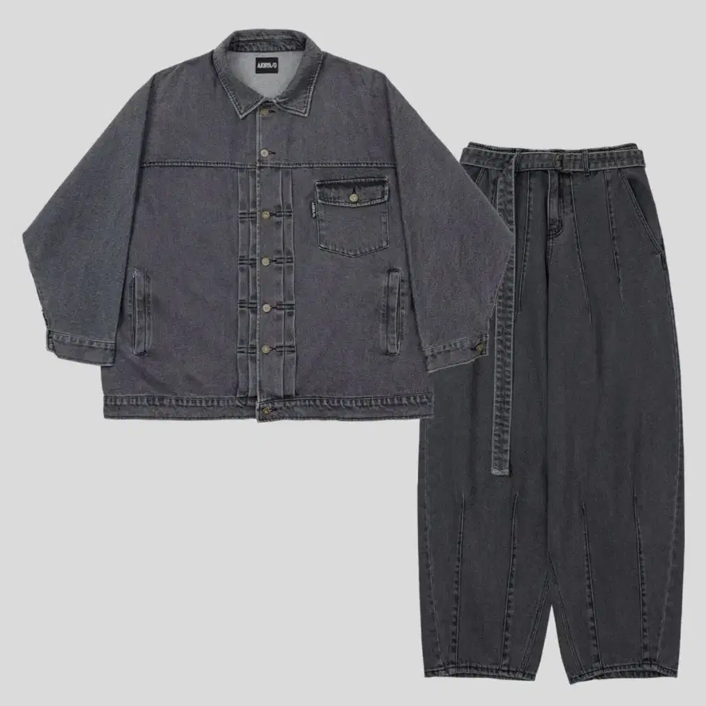 아조바이아조 Batwing Oversized Denim SET GREY