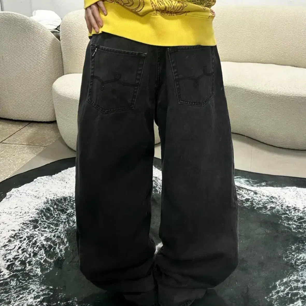 LRG black denim wide pants 데님팬츠