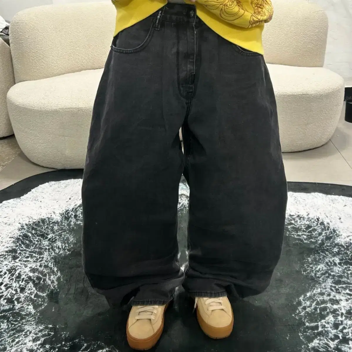 LRG black denim wide pants 데님팬츠