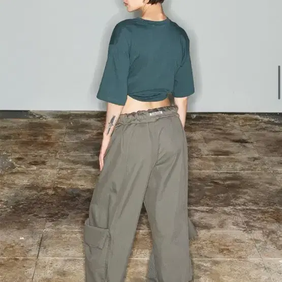 OpenYy - ROLLED WAIST CARGO PANTS (KHAKI