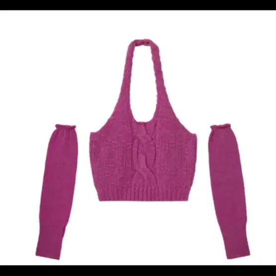 Openyy-GLOVES&CHUNKY HALTER KNIT TOP