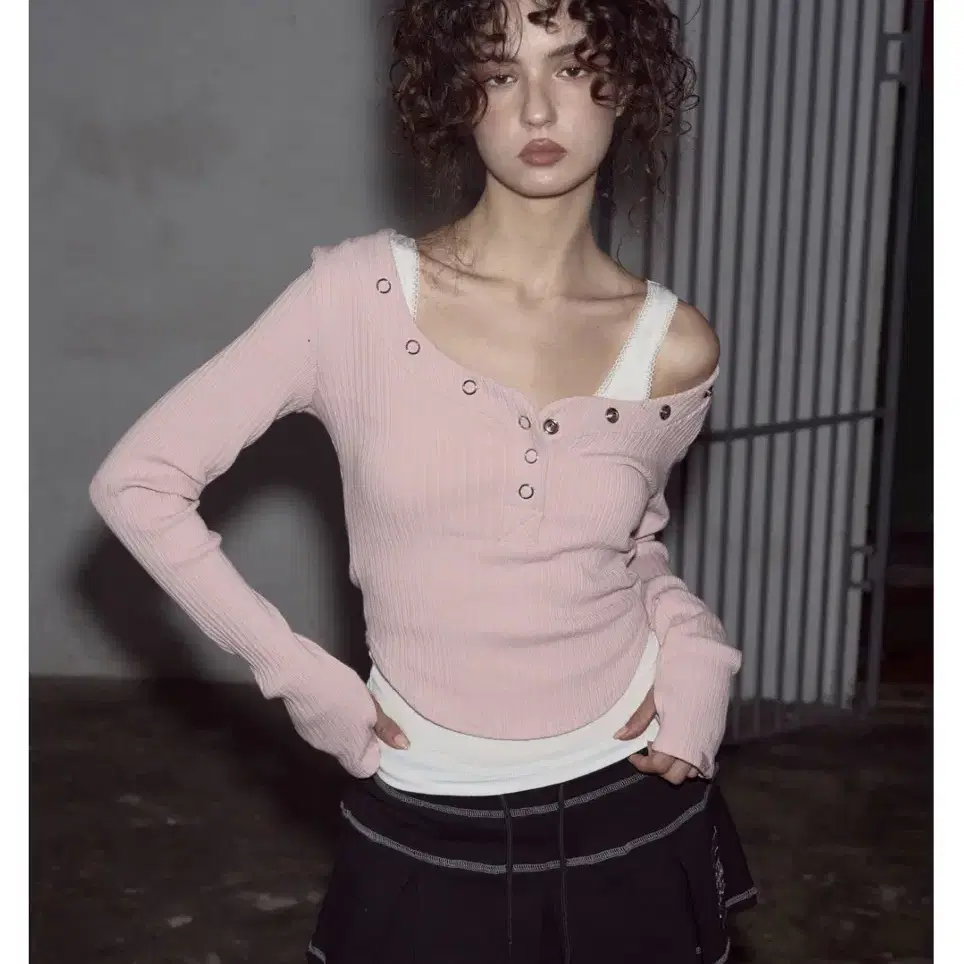 24SS Bunny Snap Button Top pink